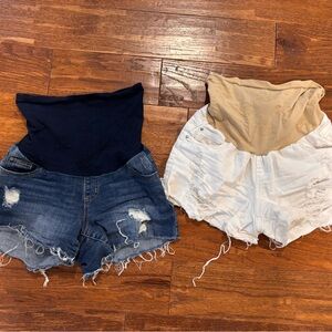 Jessica Simpson Navy and White Denim Maternity Shorts